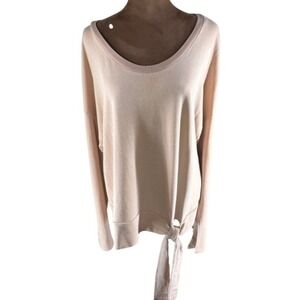 Lanston Tie Waist Top Women's L Blush Beige Bell Sleeve Long Sleeve NWT Revolve